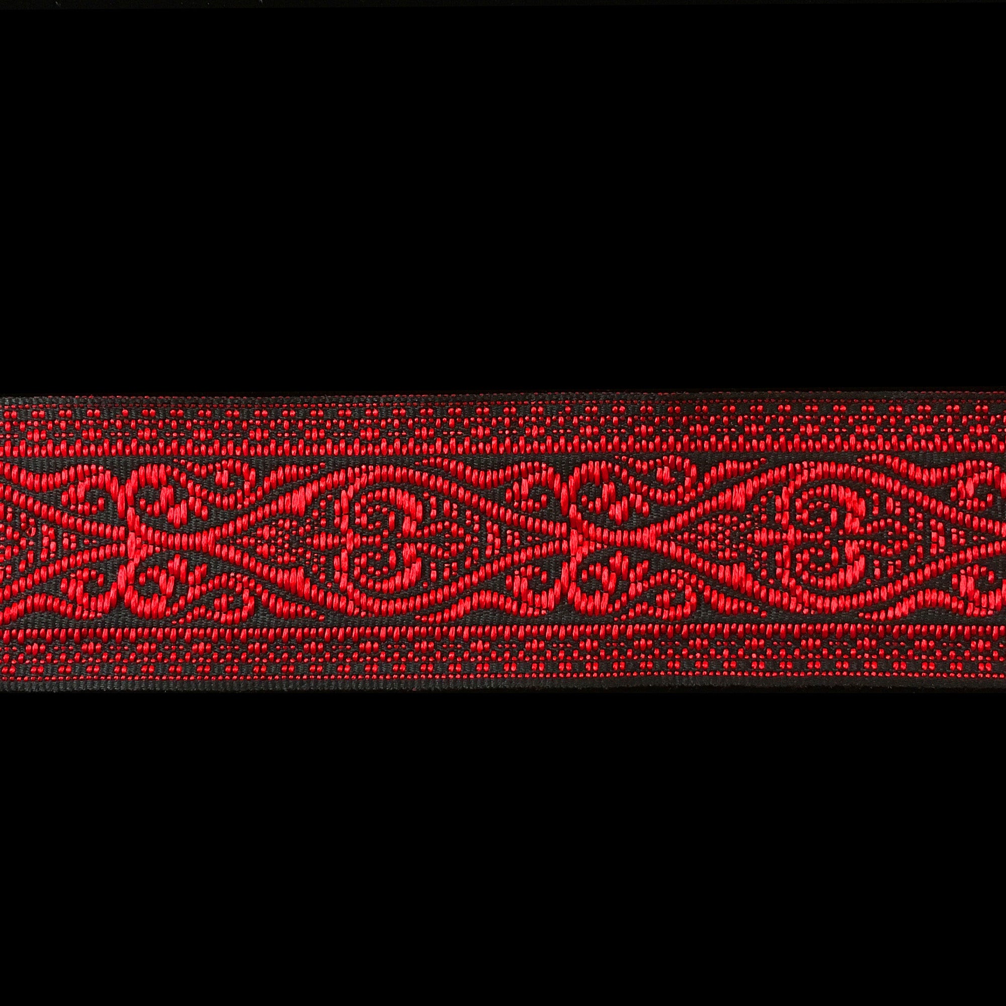 494.7 Jacquard trim "Esterhazy" red and black glossy - 1-3/8" (35mm)
