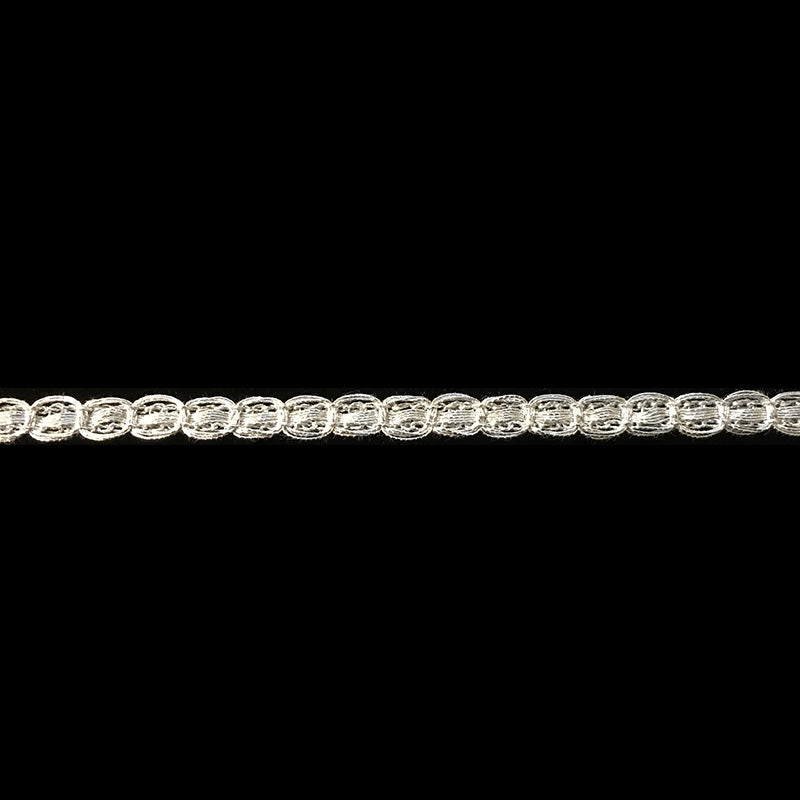 135.3 Metallic gimp trim "Narrow circles" bright silver 3/16" (4mm)