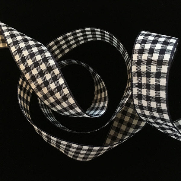 350 Black & white check gingham ribbon trim 7/8" (22mm) - Palladia Passementerie
 - 1