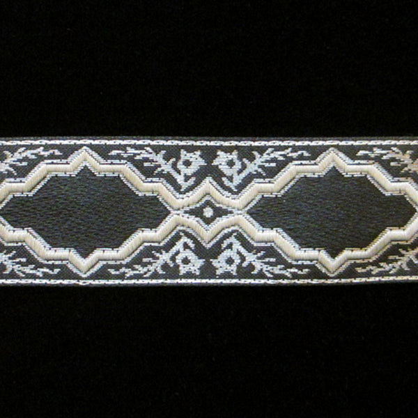 401.4 Bastille grey jacquard trim 1-1/4" (32mm) - Palladia Passementerie
 - 1