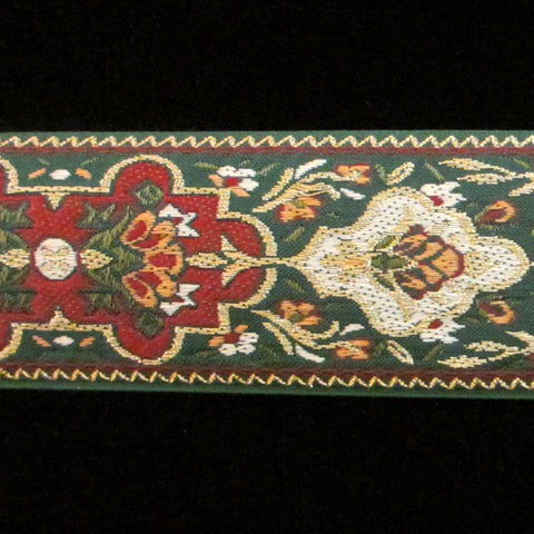 403.2 Pushkin green wide jacquard trim 1-3/4" (44mm) - Palladia Passementerie
 - 1