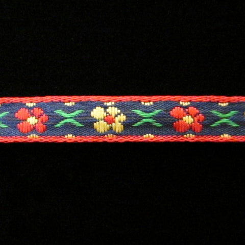 438.3 Bayern navy blue jacquard trim 3/8" (9mm) - Palladia Passementerie
