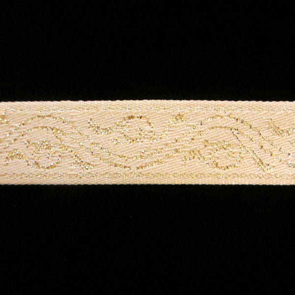 441 Gold scroll jacquard trim 3/4" (19mm) - Palladia Passementerie
