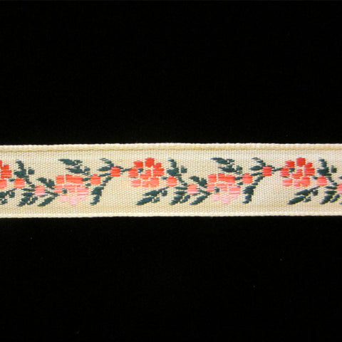 452.1 Garland pink jacquard trim 1/2" (13mm) - Palladia Passementerie
