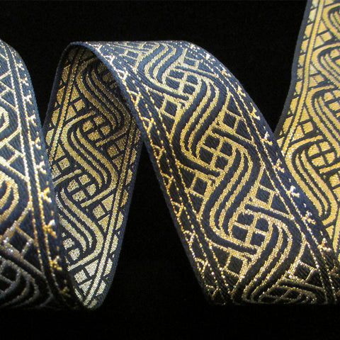 455.2 Icelandic black gold jacquard trim 1-1/2" (38mm) - Palladia Passementerie
 - 2