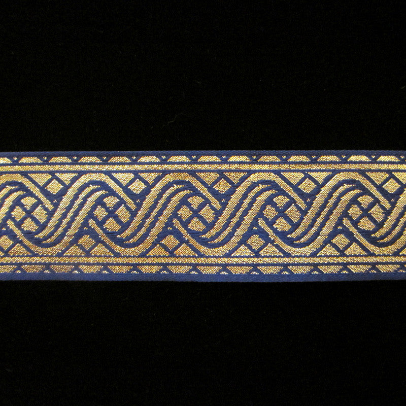 455.3 Icelandic blue/gold jacquard trim 1-1/2" (38mm) - Palladia Passementerie
 - 2