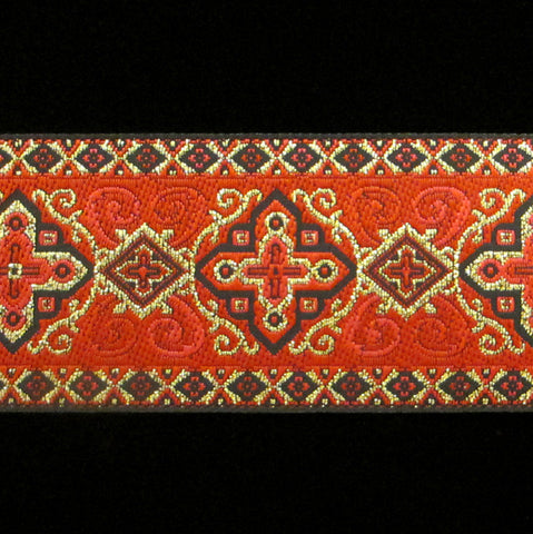 459.2 Byzantium red jacquard trim 1-1/2" (38mm) - Palladia Passementerie
 - 1