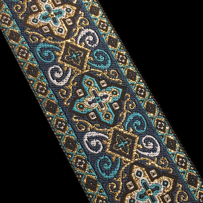 459.3 Byzantium blue jacquard trim 1-1/2" (38mm)