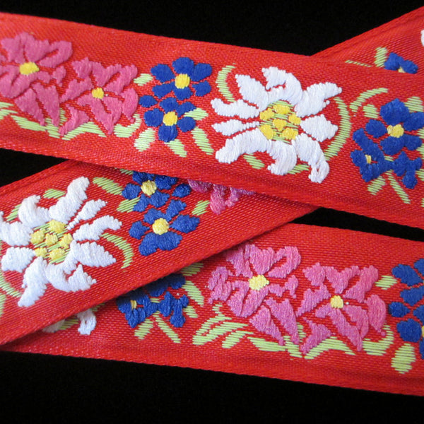 461.3 Edelweiss red jacquard trim 1" (24mm) - Palladia Passementerie
 - 1