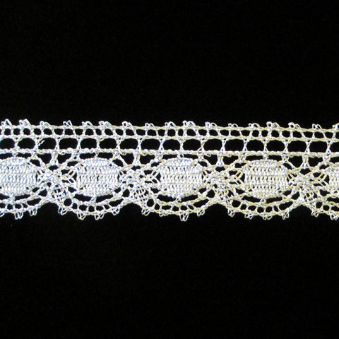 507.1  Augen metallic lace bright silver 1" (25mm) - Palladia Passementerie
