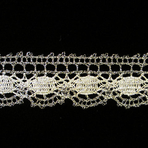 507.2  Augen metallic lace antique silver 1" (25mm) - Palladia Passementerie
