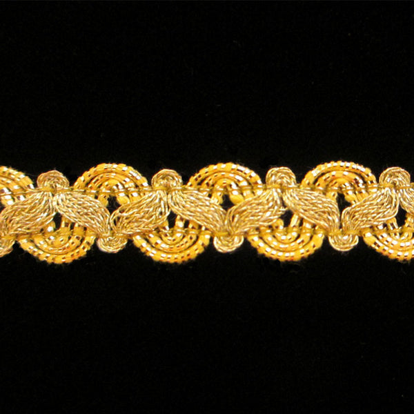 606.1 Small zig metallic gimp bright gold 3/8" (9mm) - Palladia Passementerie
