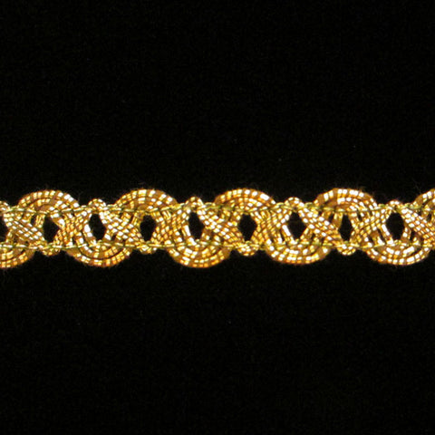608 Small zig metallic gimp antique gold 3/8" (9mm) - Palladia Passementerie
