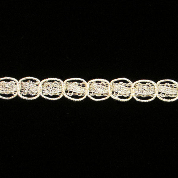 609.3 Circles metallic gimp bright silver 3/8" (9mm) - Palladia Passementerie
