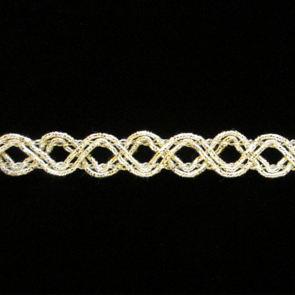 610 Celtic metallic gimp bright silver 3/8" (9mm) - Palladia Passementerie
