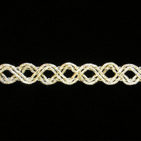 610 Celtic metallic gimp bright silver 3/8" (9mm) - Palladia Passementerie
