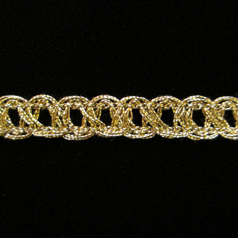 637.2 Fine parallel metallic gimp antique gold 3/8" (9mm) - Palladia Passementerie
