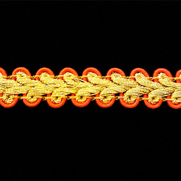 623.1 Ram's horn red metallic gimp 3/8" (9mm) - Palladia Passementerie
