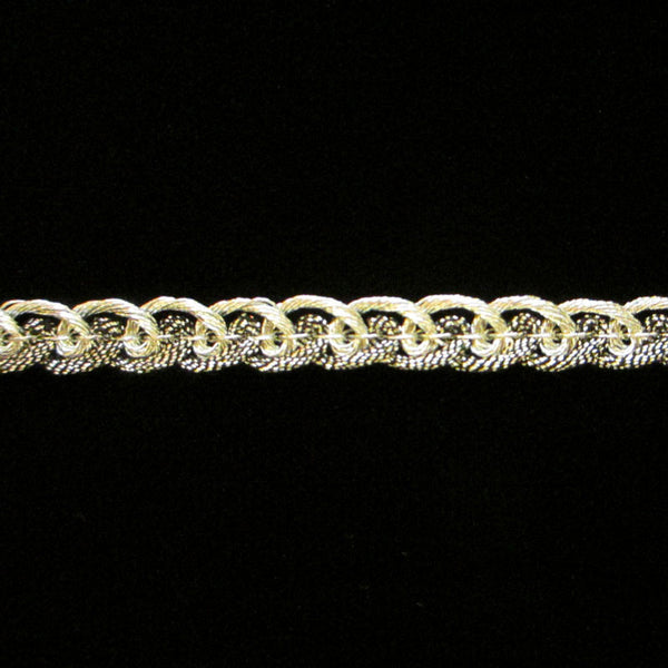 631.2 Pretzel metallic gimp silver 1/4" (6mm) - Palladia Passementerie
