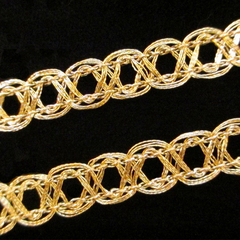 637.5 Fine parallel metallic gimp Tudor gold 3/8" (9mm) - Palladia Passementerie
 - 2