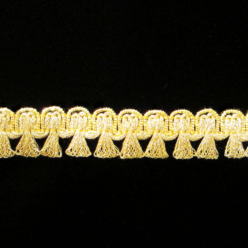 641.1 Tassel trim metallic gimp bright gold 5/8" (16mm) - Palladia Passementerie
