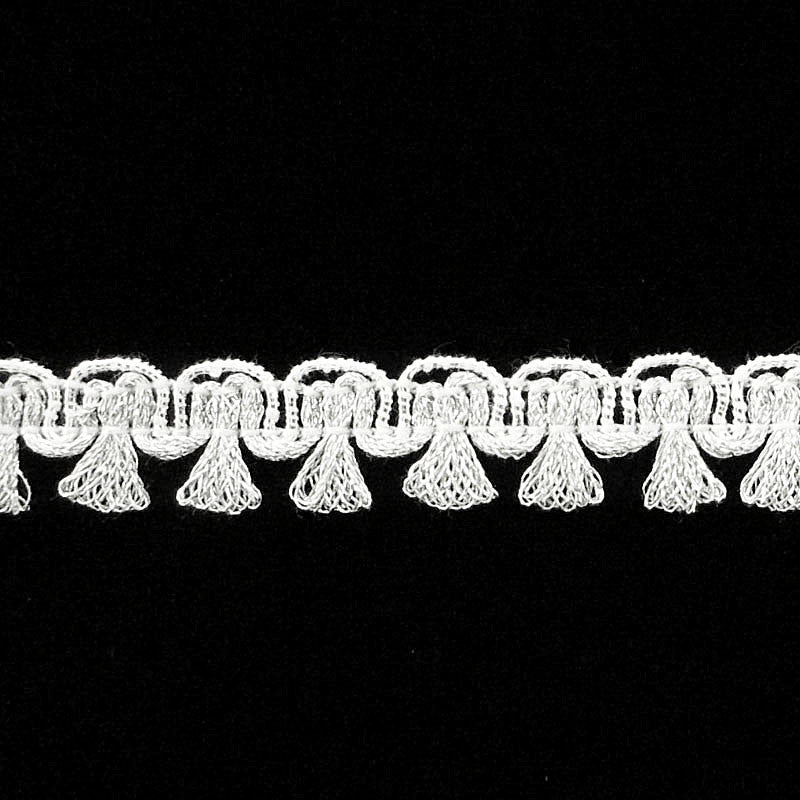 641.3 Tassel trim metallic gimp bright silver 1/2" (12mm) - Palladia Passementerie
