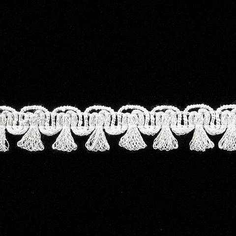 641.3 Tassel trim metallic gimp bright silver 1/2" (12mm) - Palladia Passementerie
