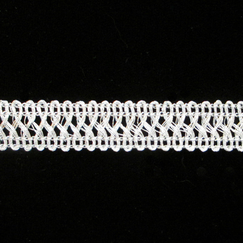723.3 Bow tie metallic gimp bright silver - 5/8" (16mm) - Palladia Passementerie
