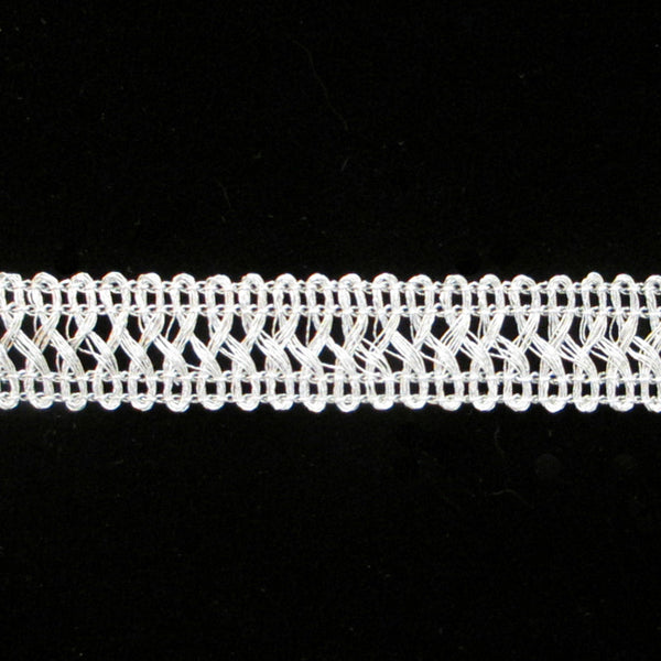 723.3 Bow tie metallic gimp bright silver - 5/8" (16mm) - Palladia Passementerie
