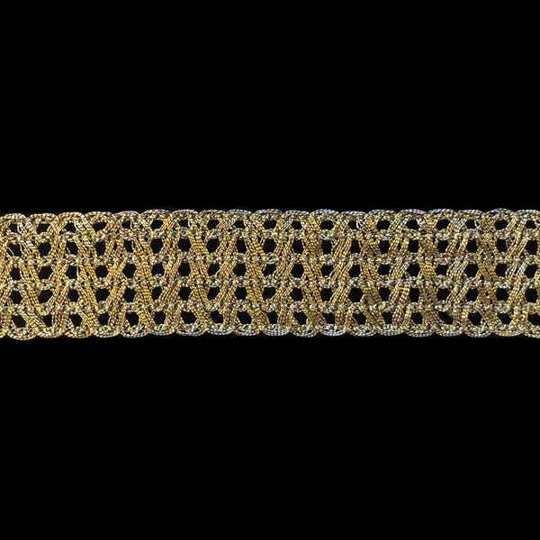 729.2 Mesh metallic gimp trim antique-gold 1" (25mm) - Palladia Passementerie
