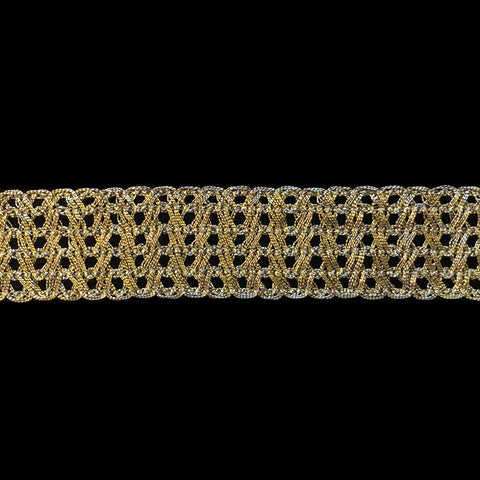 729.2 Mesh metallic gimp trim antique-gold 1" (25mm) - Palladia Passementerie
