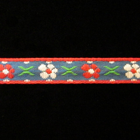 160.2 Satin jacquard floral ribbon medium dove grey 1-1/2 (35mm)