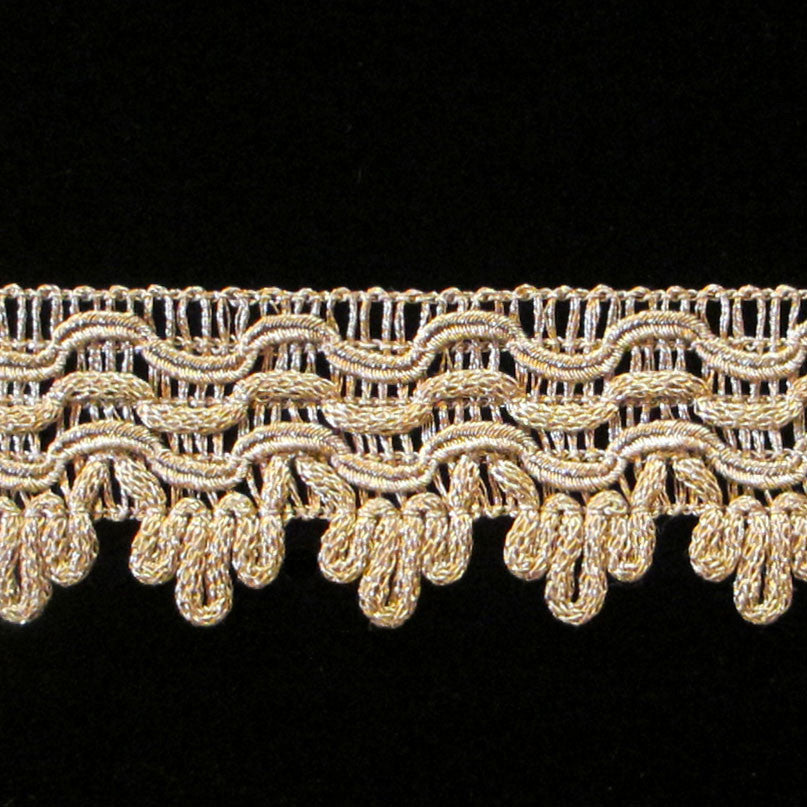 739.5 Triple icing metallic gimp Tudor gold 1-3/16" (30mm) - Palladia Passementerie
 - 1