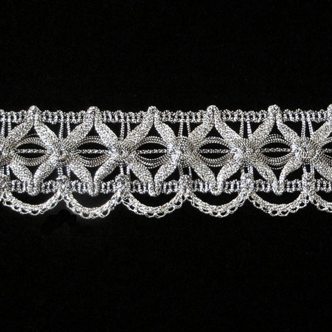 747.4 Star metallic gimp antique silver 1-3/8" (35mm) - Palladia Passementerie
