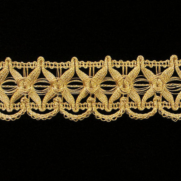 747.5 Star metallic gimp Tudor gold - 1-3/8" (35mm) - Palladia Passementerie
