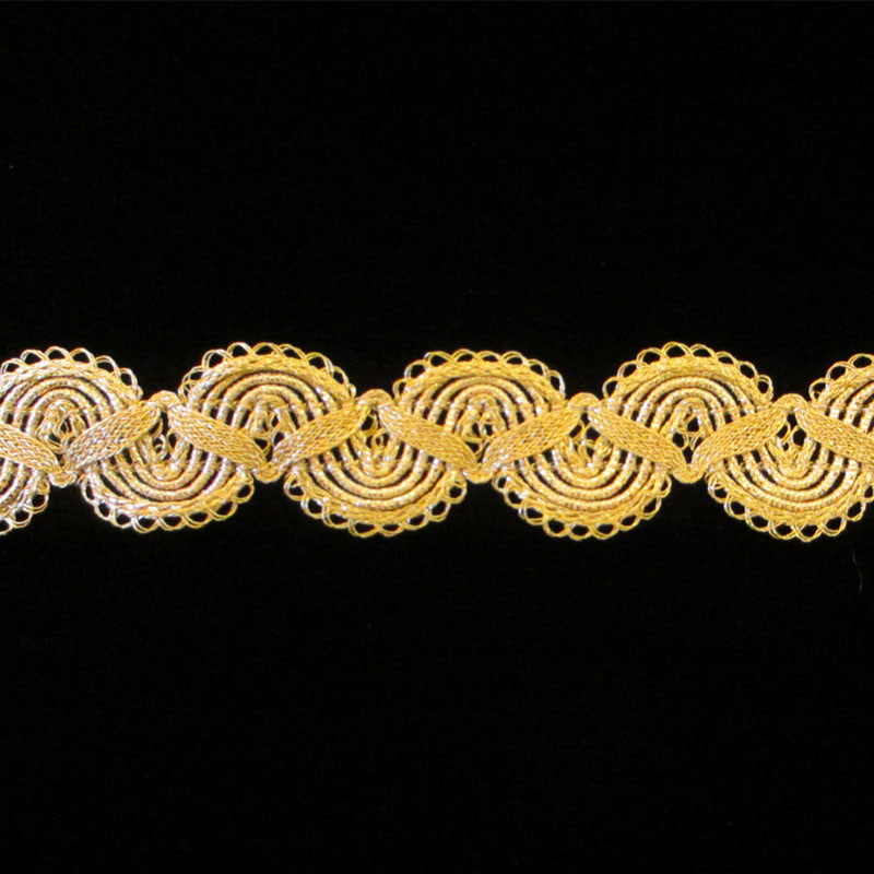 750.1 Single zig ruff metallic gimp bright gold 7/8" (22mm) - Palladia Passementerie
 - 1