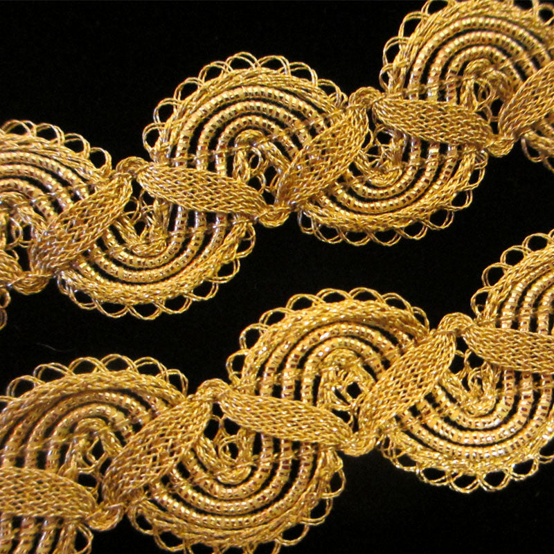 750.1 Single zig ruff metallic gimp bright gold 7/8" (22mm) - Palladia Passementerie
 - 2