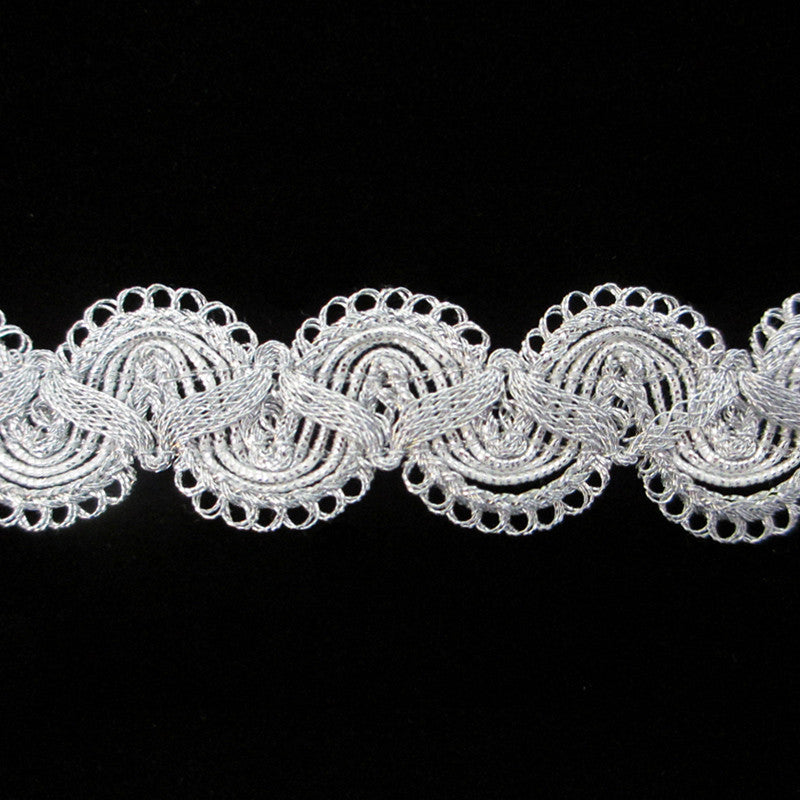 750.3 Single zig ruff metallic gimp bright silver 7/8" (22mm) - Palladia Passementerie
 - 1