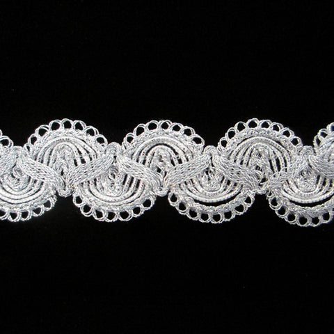 750.3 Single zig ruff metallic gimp bright silver 7/8" (22mm) - Palladia Passementerie
 - 1