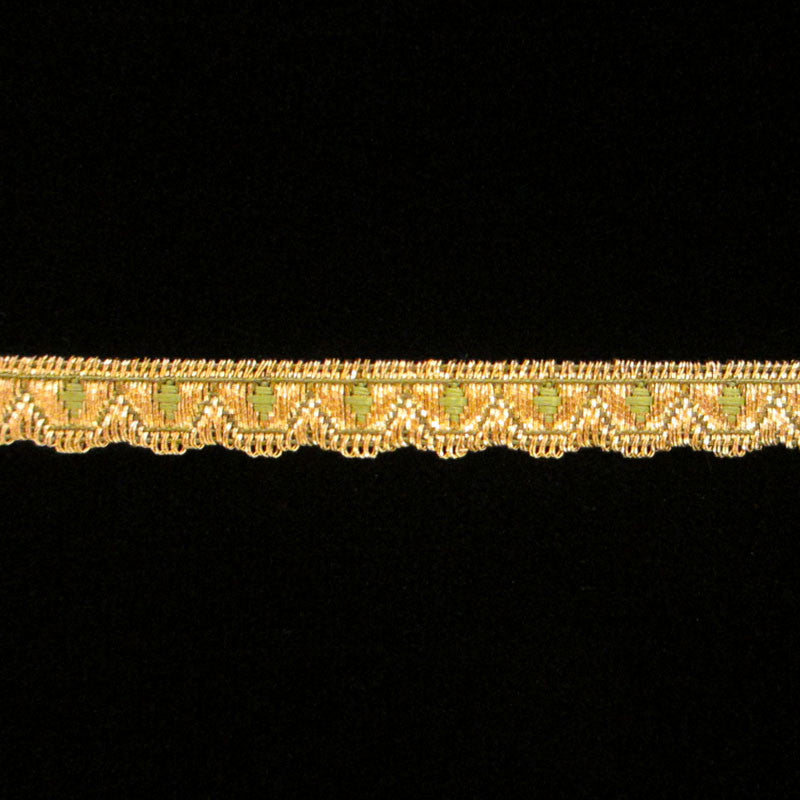 800.2 Scallop metallic galloon green 3/8" (9mm) - Palladia Passementerie
