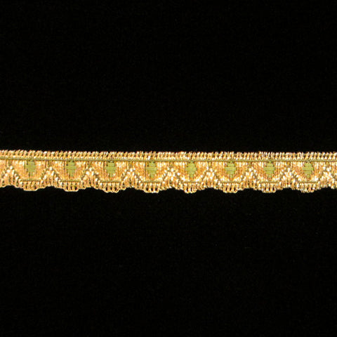 800.2 Scallop metallic galloon green 3/8" (9mm) - Palladia Passementerie
