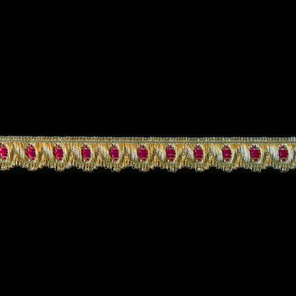 800.5 Scallop metallic galloon ruby 7/16" (11mm) - Palladia Passementerie
