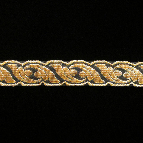 801.1 Acanthus metallic galloon gold/black 5/8" (15mm) - Palladia Passementerie
