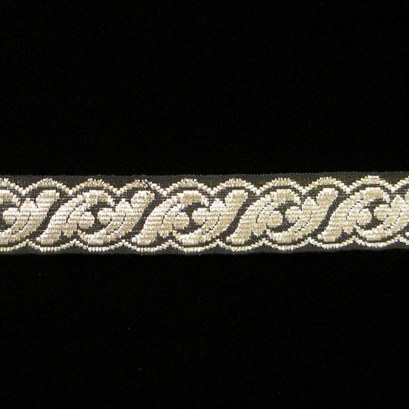 801.2 Acanthus metallic galloon silver/black 5/8" (16mm) - Palladia Passementerie
