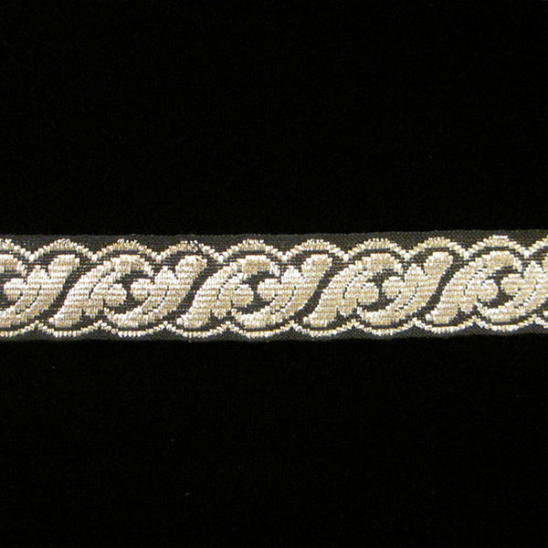 801.2 Acanthus metallic galloon silver/black 5/8" (16mm) - Palladia Passementerie
