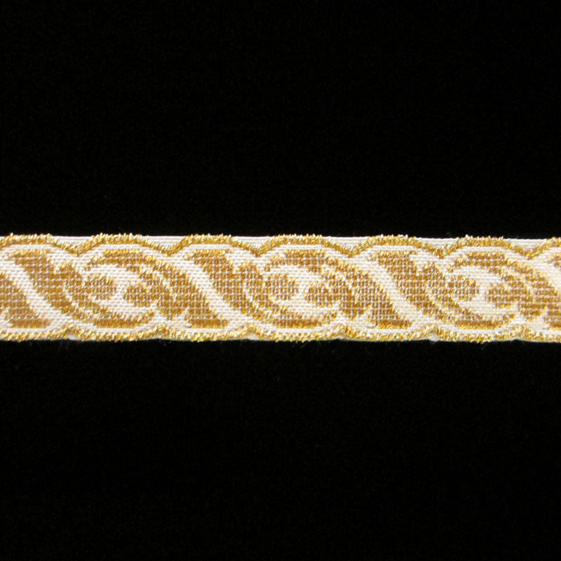 801.3 Acanthus metallic galloon white/gold 5/8" (15mm) - Palladia Passementerie
