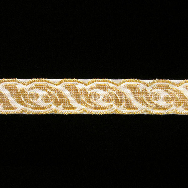 801.3 Acanthus metallic galloon white/gold 5/8" (15mm) - Palladia Passementerie
