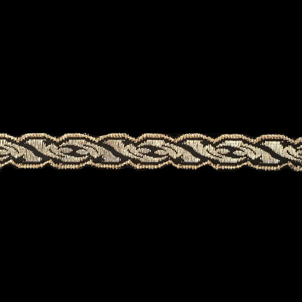 801.5 Acanthus metallic galloon gold/black 1/2" (12mm) - Palladia Passementerie
