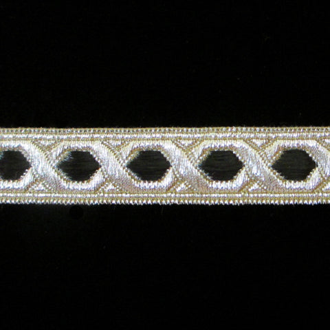 803.4 Hex with border black/silver 5/8" (15mm) - Palladia Passementerie
