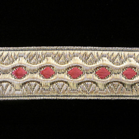 846.5 Trapunto red metallic galloon trim wide 1-1/8" (30mm) - Palladia Passementerie
 - 1